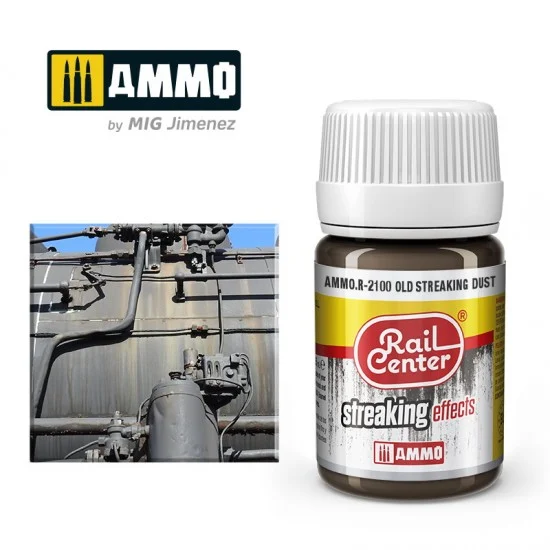 AMMO by Mig Jimenez R-2100 Streaking Effects for Railway - Rail Center #Old Streaking Dust (35ml)