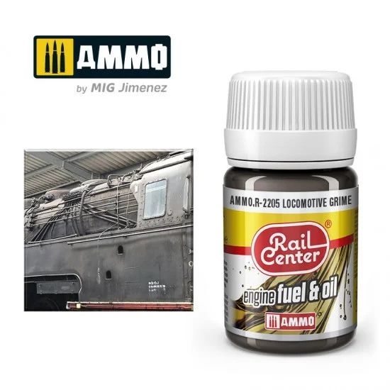 AMMO by Mig Jimenez R-2205 Engine Fuel/Oil Effects for Railway - Rail Center #Locomotive Grime (35ml)