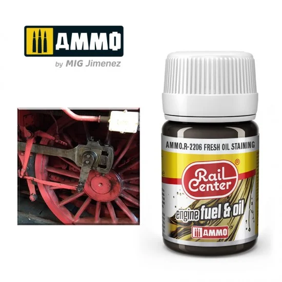 AMMO by Mig Jimenez R-2206 Engine Fuel/Oil Effects for Railway - Rail Center #Fresh Oil Staining (35ml)