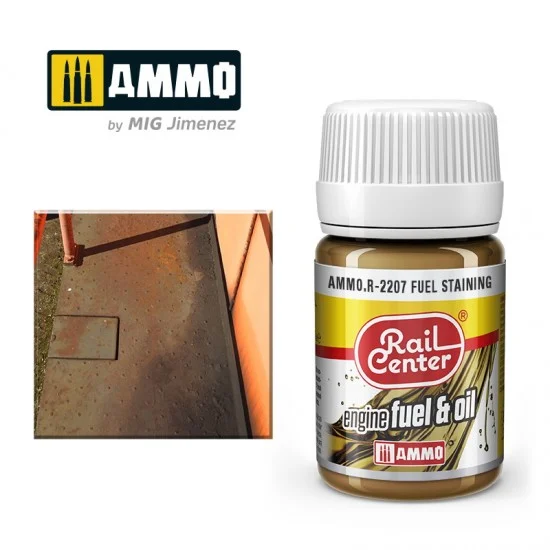 AMMO by Mig Jimenez R-2207 Engine Fuel/Oil Effects for Railway - Rail Center #Fuel Staining (35ml)