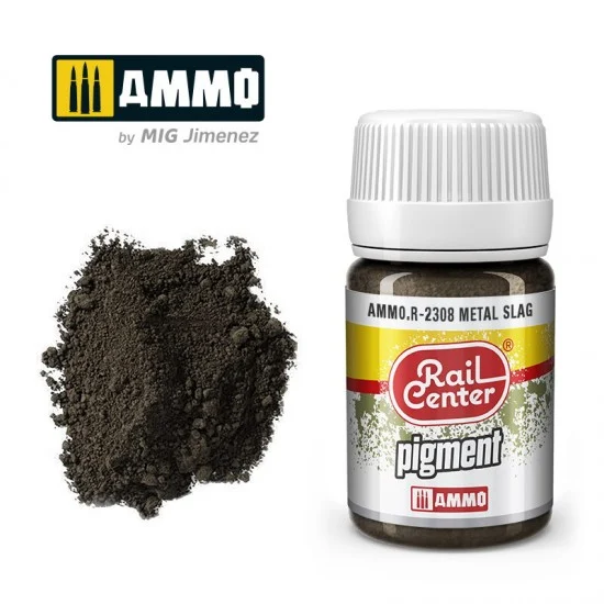 AMMO by Mig Jimenez R-2308 Pigments for Railway - Rail Center #Metal Slag (35ml)