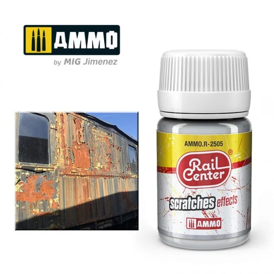 AMMO by Mig Jimenez R-2505 Rail Center #Scratches Effects (35ml, acrylic paint base coat) for Railway kits