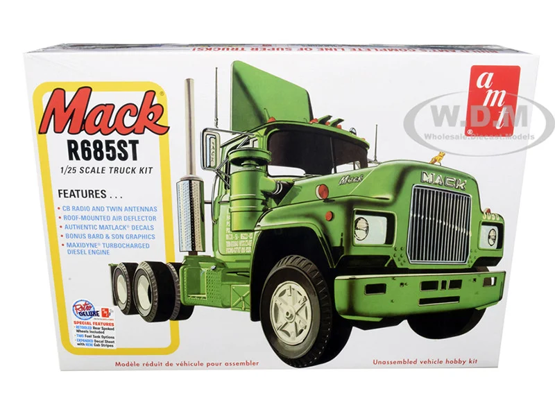Skill 3 Model Kit Mack R685ST Semi Tractor Truck 1/25 Scale Model by AMT - Mack Models