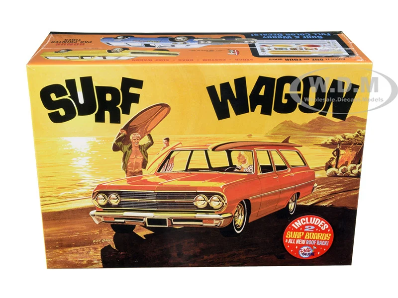 Skill 2 Model Kit 1965 Chevrolet Chevelle "Surf Wagon" with Two Surf Boards 4 in 1 Kit 1/25 Scale Model by AMT - Chevrolet Models