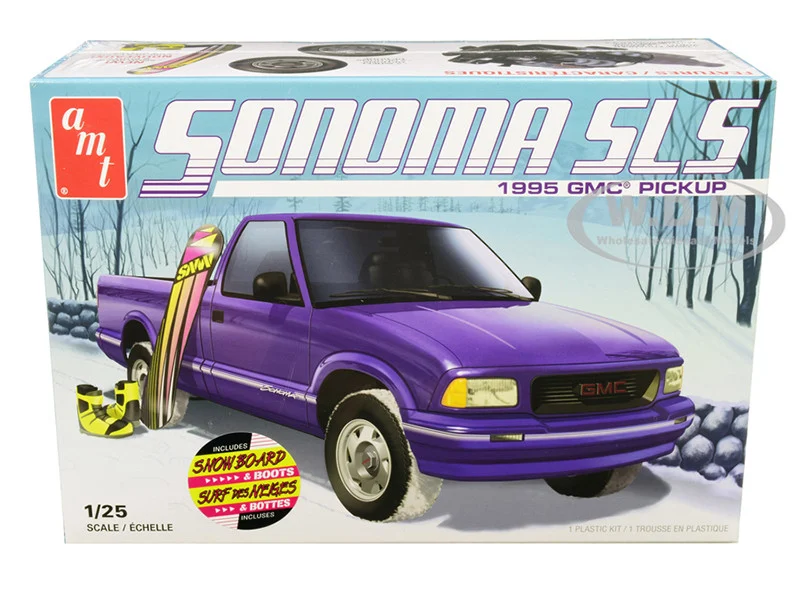 Skill 2 Model Kit 1995 GMC Sonoma SLS Pickup Truck with Snowboard and Boots 1/25 Scale Model by AMT - GMC Models