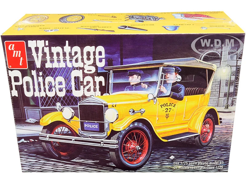 Skill 2 Model Kit 1927 Ford T Vintage Police Car 1/25 Scale Model by AMT - Ford Models