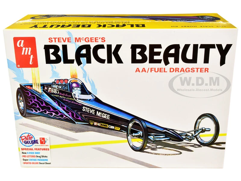 Skill 2 Model Kit Steve McGee's Black Beauty Wedge AA/Fuel Dragster 1/25 Scale Model by AMT - NHRA Funny Car Models