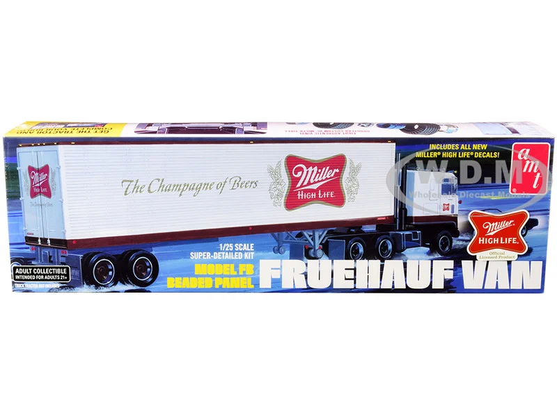 Skill 3 Model Kit Fruehauf FB Beaded Panel Van Trailer "Miller" 1/25 Scale Model by AMT - Model Kits (To Built)