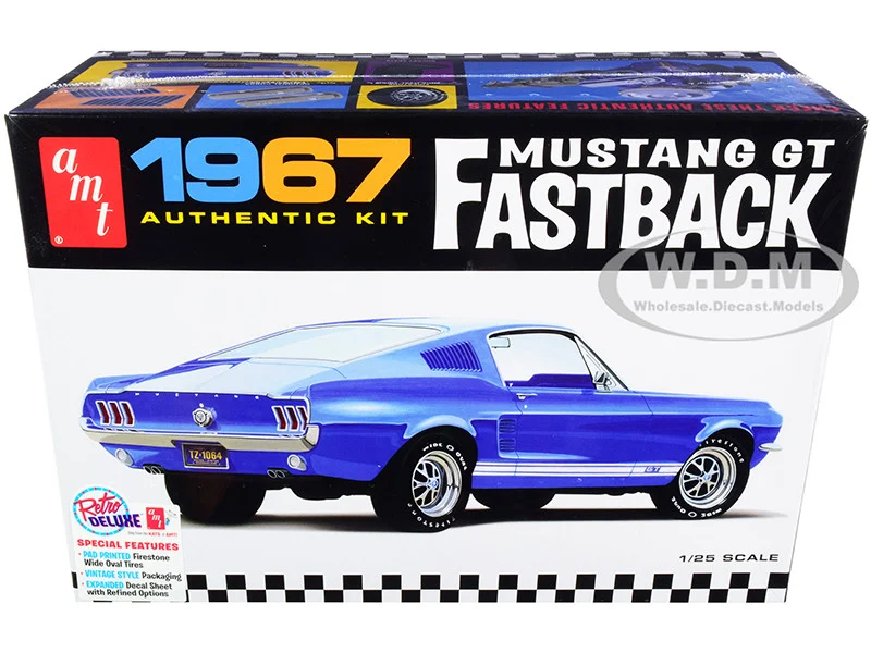Skill 2 Model Kit 1967 Ford Mustang GT Fastback 1/25 Scale Model by AMT - Ford Models