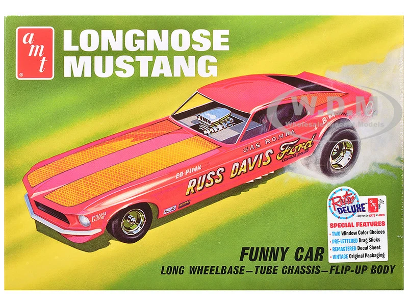 Skill 2 Model Kit 1969 Ford Mustang Longnose Funny Car "Gas Ronda" 1/25 Scale Model by AMT - Ford Models