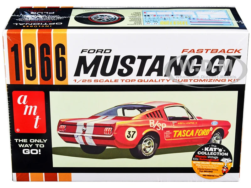 Skill 2 Model Kit 1966 Ford Mustang GT Fastback 1/25 Scale Model by AMT - Ford Models