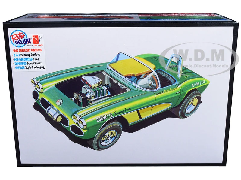Skill 2 Model Kit 1962 Chevrolet Corvette 3 in 1 Kit 1/25 Scale Model by AMT - Chevrolet Models