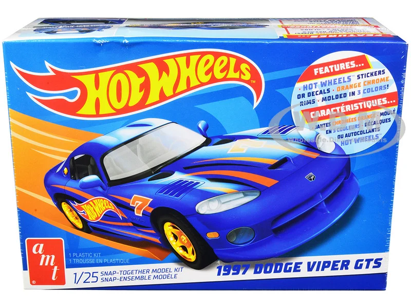 Skill 1 Snap Model Kit 1997 Dodge Viper GTS "Hot Wheels" 1/25 Scale Model by AMT - Dodge Models