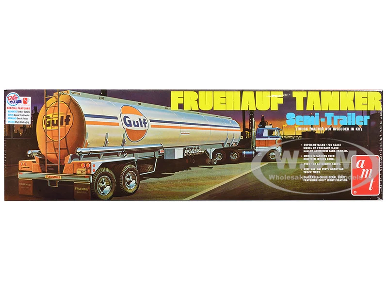 Skill 3 Model Kit Fruehauf Tanker Trailer "Gulf Oil" 1/25 Scale Model by AMT - Gulf Oil Models