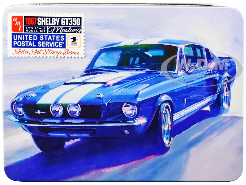 Skill 2 Model Kit 1967 Shelby Mustang GT350 USPS (United States Postal Service) "Auto Art Stamp Series" 1/25 Scale Model by AMT - Ford Models