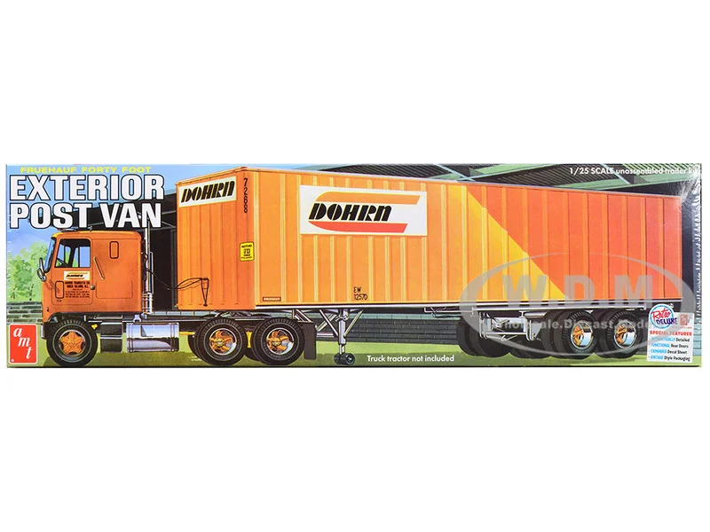 Skill 3 Model Kit Fruehauf Forty Foot Exterior Post Van Trailer "Dohrn Transfer Co." 1/25 Scale Model by AMT - Model Kits (To Built)