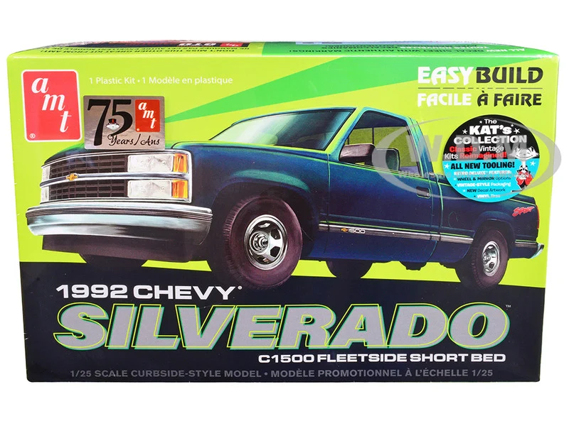 Skill 2 Model Kit 1992 Chevrolet Silverado C1500 Fleetside Short Bed Pickup Truck "Easy Build" 1/25 Scale Model by AMT - Chevrolet Models