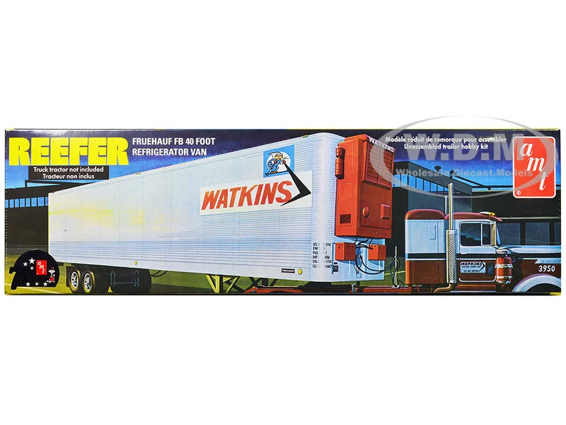 Skill 3 Model Kit Fruehauf FB 40' Refrigerated Trailer "Watkins Motor Lines" 1/25 Scale Model by AMT - Model Kits (To Built)