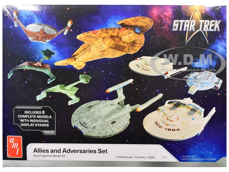 Skill 2 Model Kit Allies and Adversaries Space Ship Set "Star Trek" Franchise 1/2500 Scale Model by AMT - Movie/TV Series Models