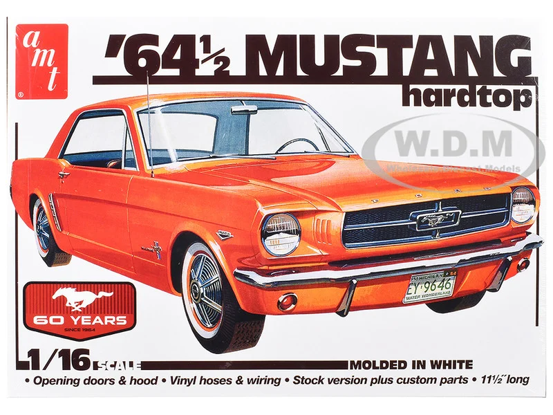 Skill 3 Model Kit 1964 1/2 Ford Mustang Coupe 60th Anniversary 1/16 Scale Model by AMT - Ford Models