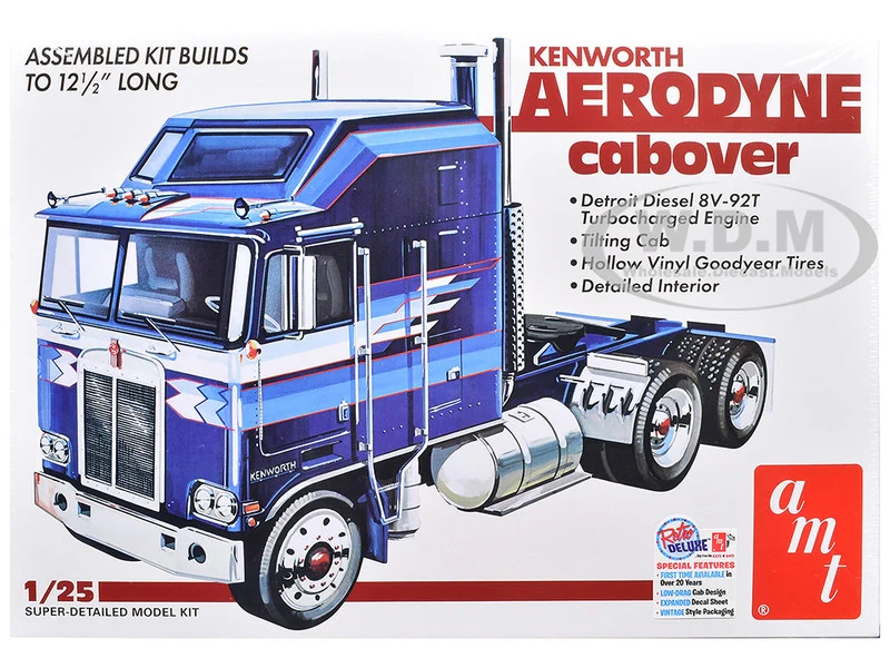 Skill 3 Model Kit Kenworth Aerodyne Cabover Truck Tractor 1/25 Scale Model by AMT - Kenworth Models