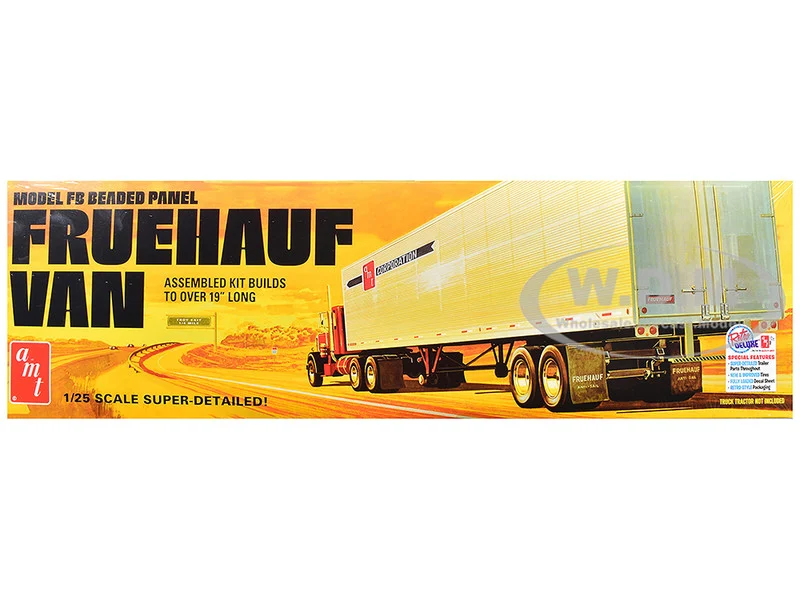 Skill 3 Model Kit Fruehauf FB Beaded Panel Van Trailer 1/25 Scale Model by AMT - Model Kits (To Built)