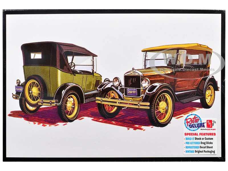 Skill 2 Model Kit 1927 Ford Model T Touring 2 in 1 Kit 1/25 Scale Model by AMT - Ford Models