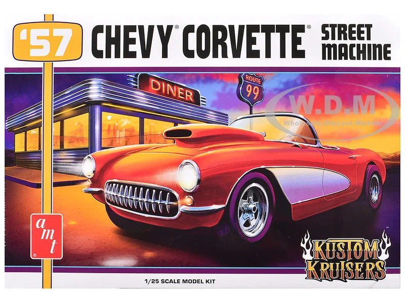 Skill 2 Model Kit 1957 Chevrolet Corvette Street Machine "Kustom Kruisers" Series 1/25 Scale Model by AMT - Chevrolet Models