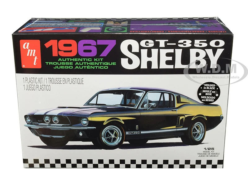 Skill 2 Model Kit 1967 Ford Mustang Shelby GT350 Black 1/25 Scale Model by AMT - Ford Models
