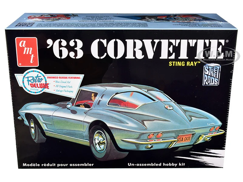 Skill 2 Model Kit 1963 Chevrolet Corvette Stingray 1/25 Scale Model by AMT - Chevrolet Models