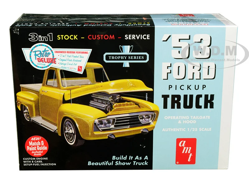 Skill 2 Model Kit 1953 Ford Pickup Truck "Trophy Series" 3 in 1 Kit 1/25 Scale Model by AMT - Ford Models