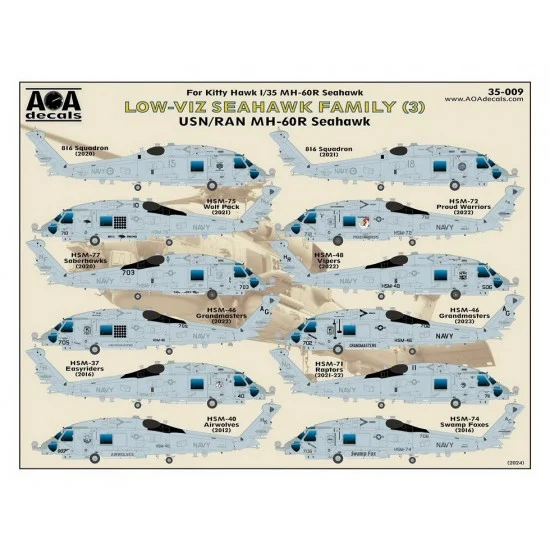 AOA Decals 35-009 1/35 Low-Viz Seahawk Family Vol.3 - USN/RAN MH-60R Seahawk