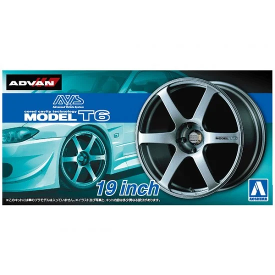 Aoshima 05379 1/24 19inch AVS Model T6 Wheels and Tyres Set - Model Cars