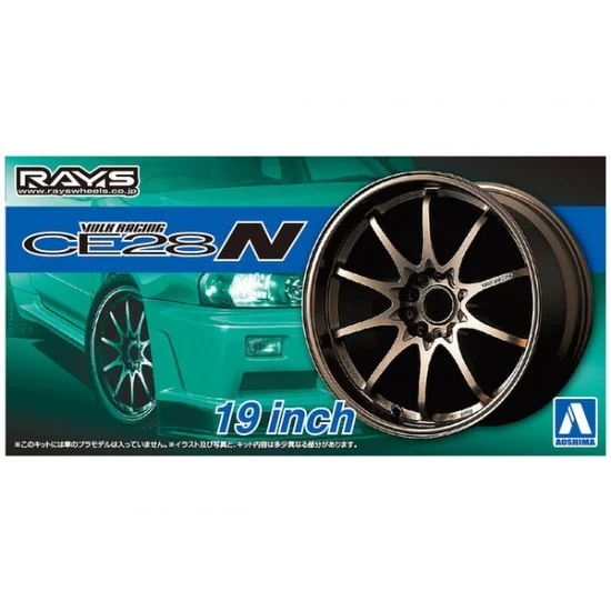 Aoshima 05391 1/24 19inch Volk Racing CE28N Wheels and Tyres Set - Model Cars