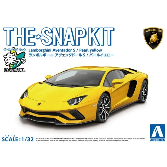 Aoshima 06346 1/32 Snap Lamborghini Aventador S (Pearl Yellow) - Model Cars