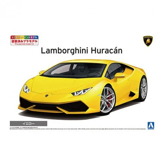 Aoshima 06645 1/24 '14 Lamborghini Huracan Yellow Pre-Painted Model No.4-D