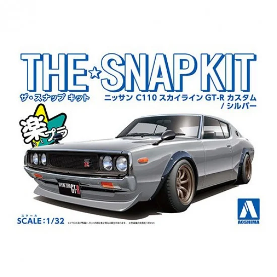 Aoshima 06682 1/32 Snap Nissan C110 Skyline GT-R Custom (Silver) Snap Kit No.18-Sp1