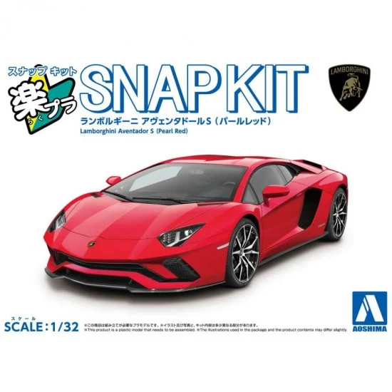Aoshima 06816 1/32 Snap Lamborghini Aventador S (Pearl Red) - Model Cars