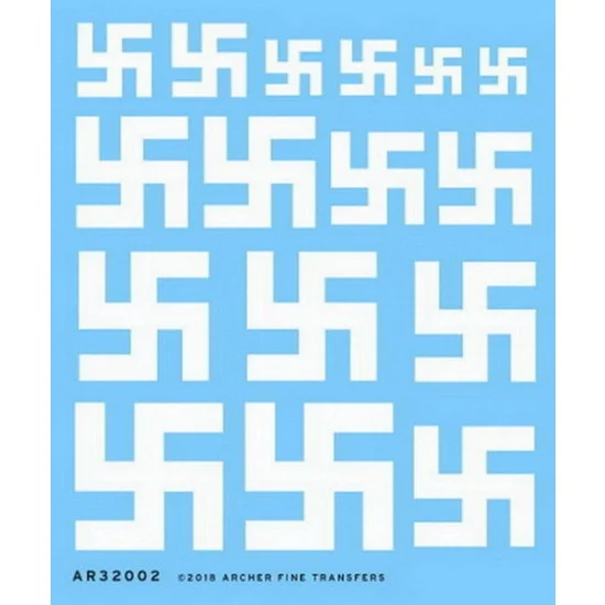 Archer Transfers AR32002W 1/32 Swastikas for Aircraft (solid white, dry transfers) - Model Planes