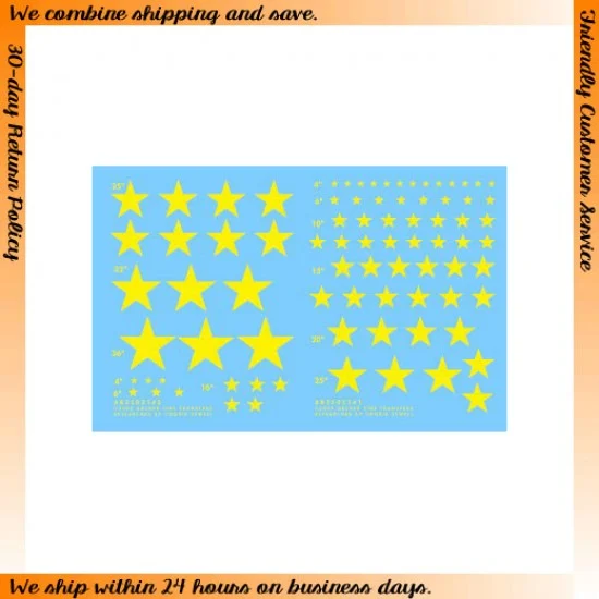 Archer Transfers AR35021Y 1/35 US Stars for Soft-skinned Vehicles (Yellow)