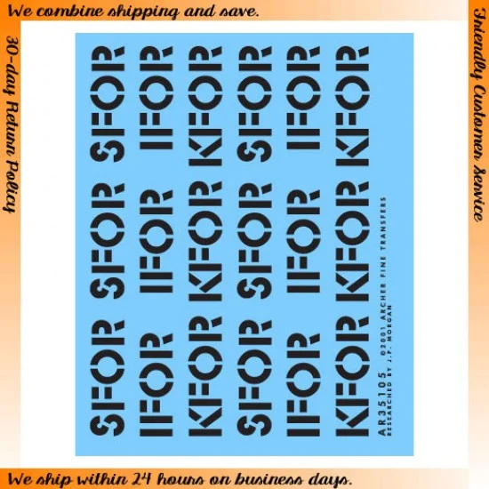 Archer Transfers AR35105B 1/35 Large SFOR, IFOR and KFOR Markings (Black) - Military Vehicles & Tanks