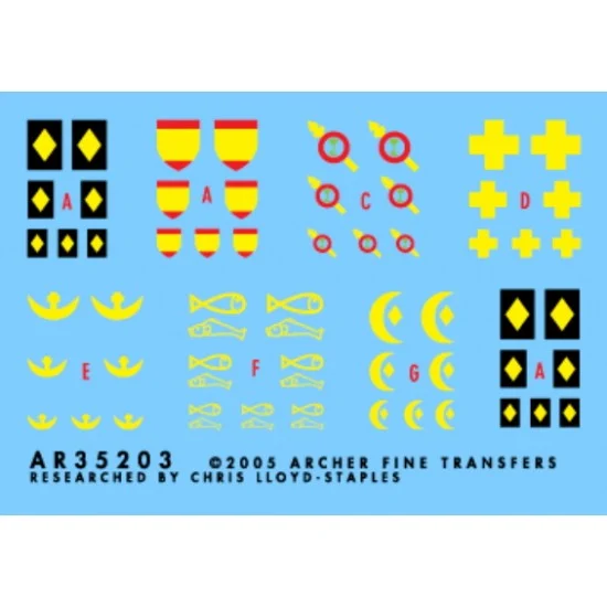 Archer Transfers AR35203 1/35, 1/48, 1/72 WWII German Infantry Division Vehicle Insignias Vol.3 - Military Vehicles & Tanks