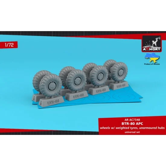 Armory Production AC7348 1/72 BTR-80 APC Wheels w/Weighted Tyres KI-80N