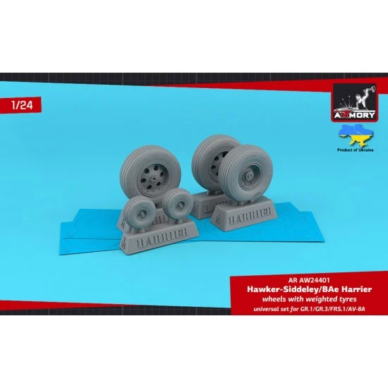 Armory Production AW24401 1/24 H.S. Harrier GR.1/GR.3/FRS.1/AV-8A Wheels w/Weighted Tyres for Airfix kits