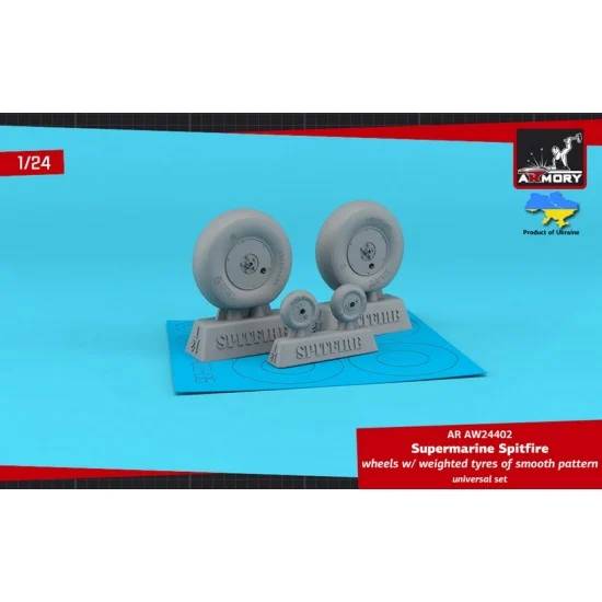 Armory Production AW24402 1/24 Supermarine Spitfire Wheels w/Weighted Tyres of Smooth Pattern & Covered Hubs - Model Planes