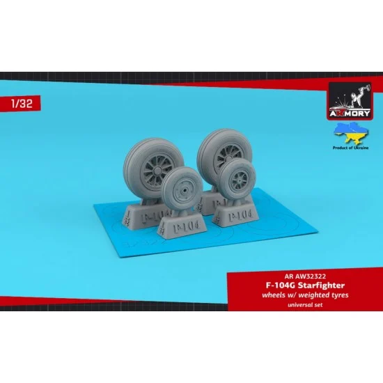 Armory Production AW32322 1/32 F-104G Starfighter Wheels w/Optional Nose Wheels (weighted)