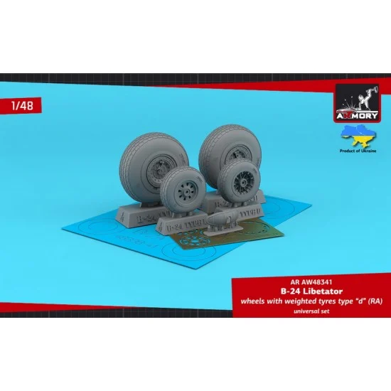Armory Production AW48341 1/48 B-24 Liberator Wheels w/Weighted Tyres Type