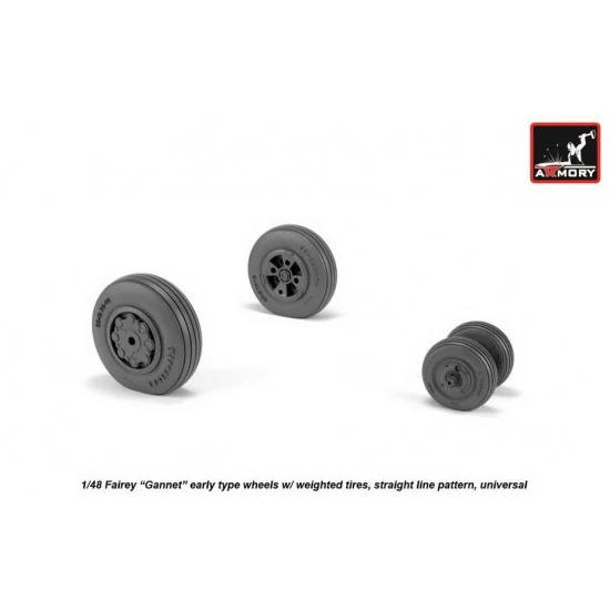Armory Production AW48410 1/48 Fairey "Gannet" Early Type Wheels w/Weighted Straight Pattern Tyres - Model Planes