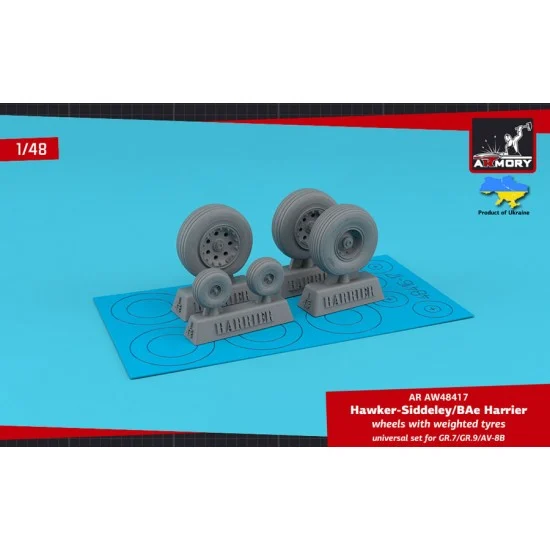 Armory Production AW48417 1/48 H.S. Harrier GR.7/GR.9/AV-8B Wheels w/Weighted Tyres for Eduard/Hasegawa