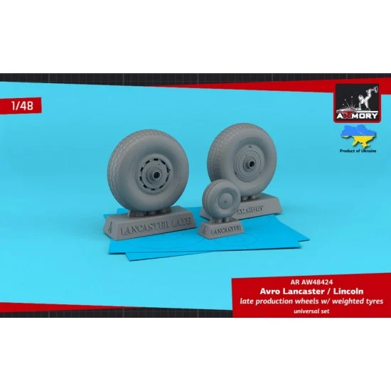Armory Production AW48424 1/48 Avro Lancaster / Lincoln Wheels Late Type w/Weighted Tyres for HK Model/Tamiya kits - Model Planes